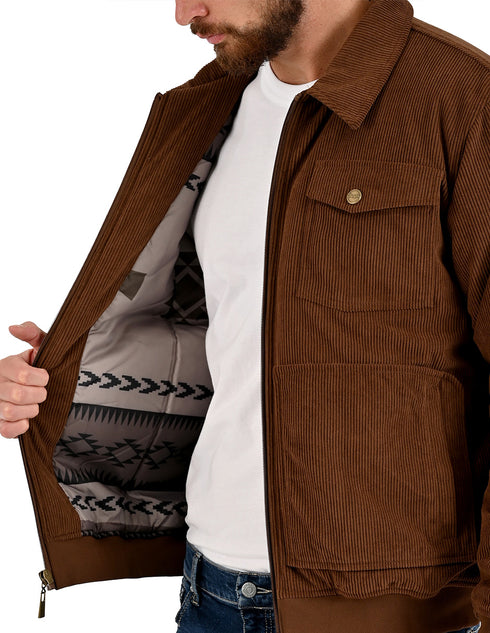 Chamarra Wrangler Hombre de Pana Café Claro