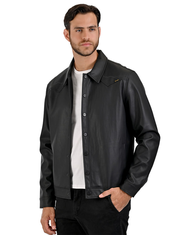 WRANGLER Camisola de Piel Sintética para Caballero en color negro.