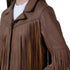 Chamarra de Piel cafe para Dama con Flecos Estilo Western.
