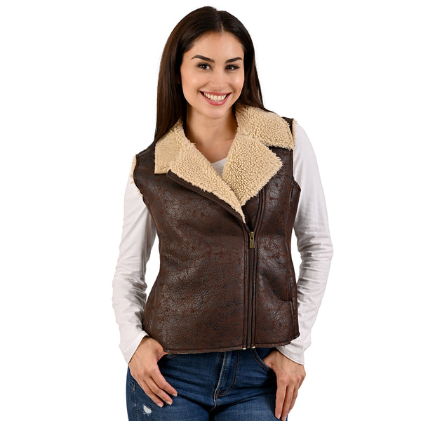Chaleco imitacion piel WRANGLER con sherpa para dama