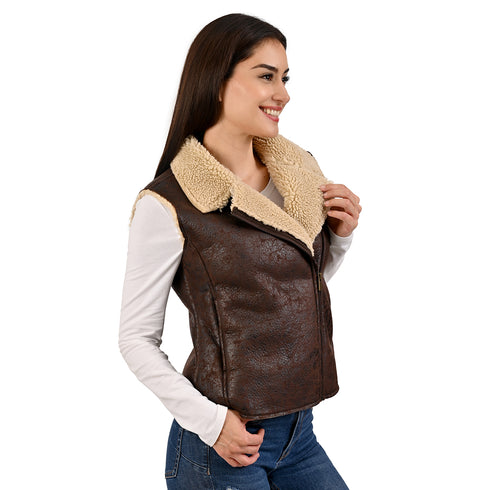 Chaleco imitacion piel WRANGLER con sherpa para dama