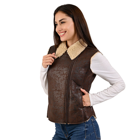 Chaleco imitacion piel WRANGLER con sherpa para dama