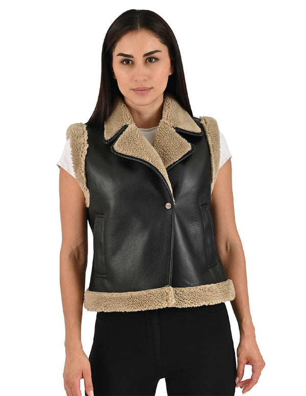 Chaleco Wrangler Dama Forrado con Borrega Negro