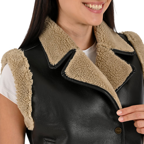 Chaleco Wrangler Dama Forrado con Borrega Negro