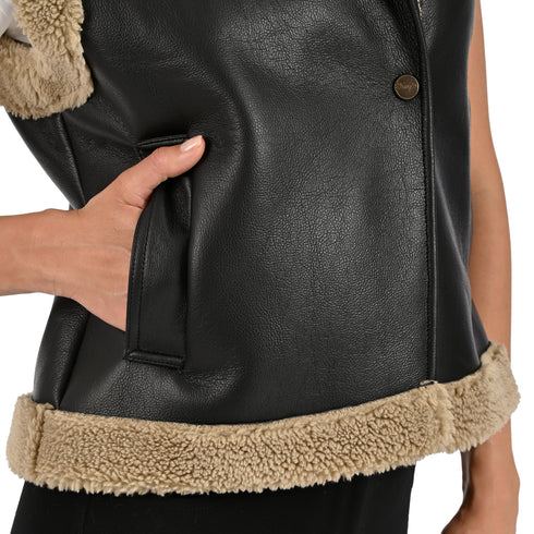 Chaleco Wrangler Dama Forrado con Borrega Negro