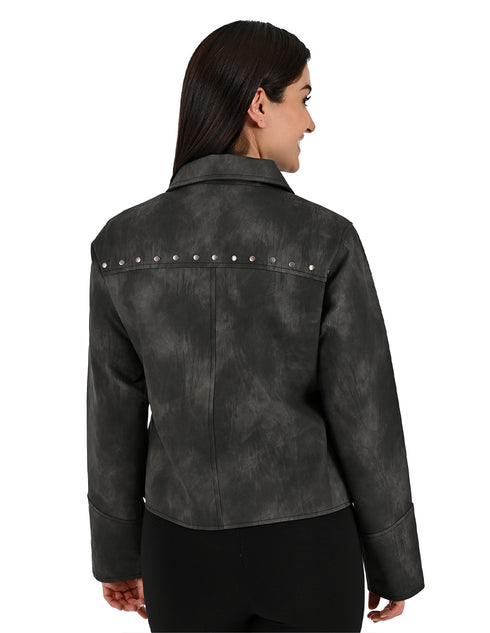 Chamarra Wrangler Dama Cuello Camisero Gris
