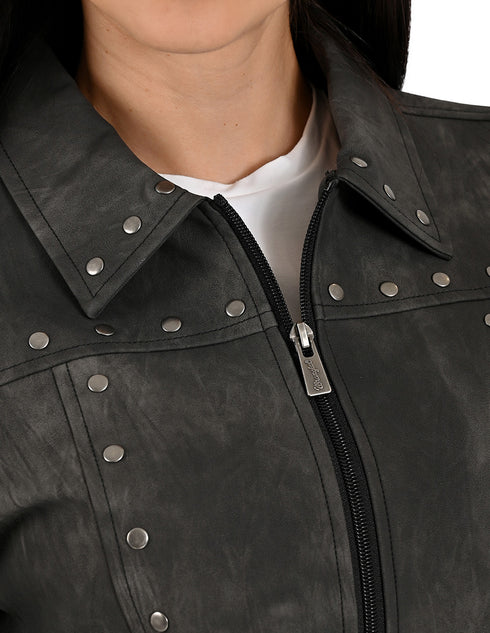 Chamarra Wrangler Dama Cuello Camisero Gris